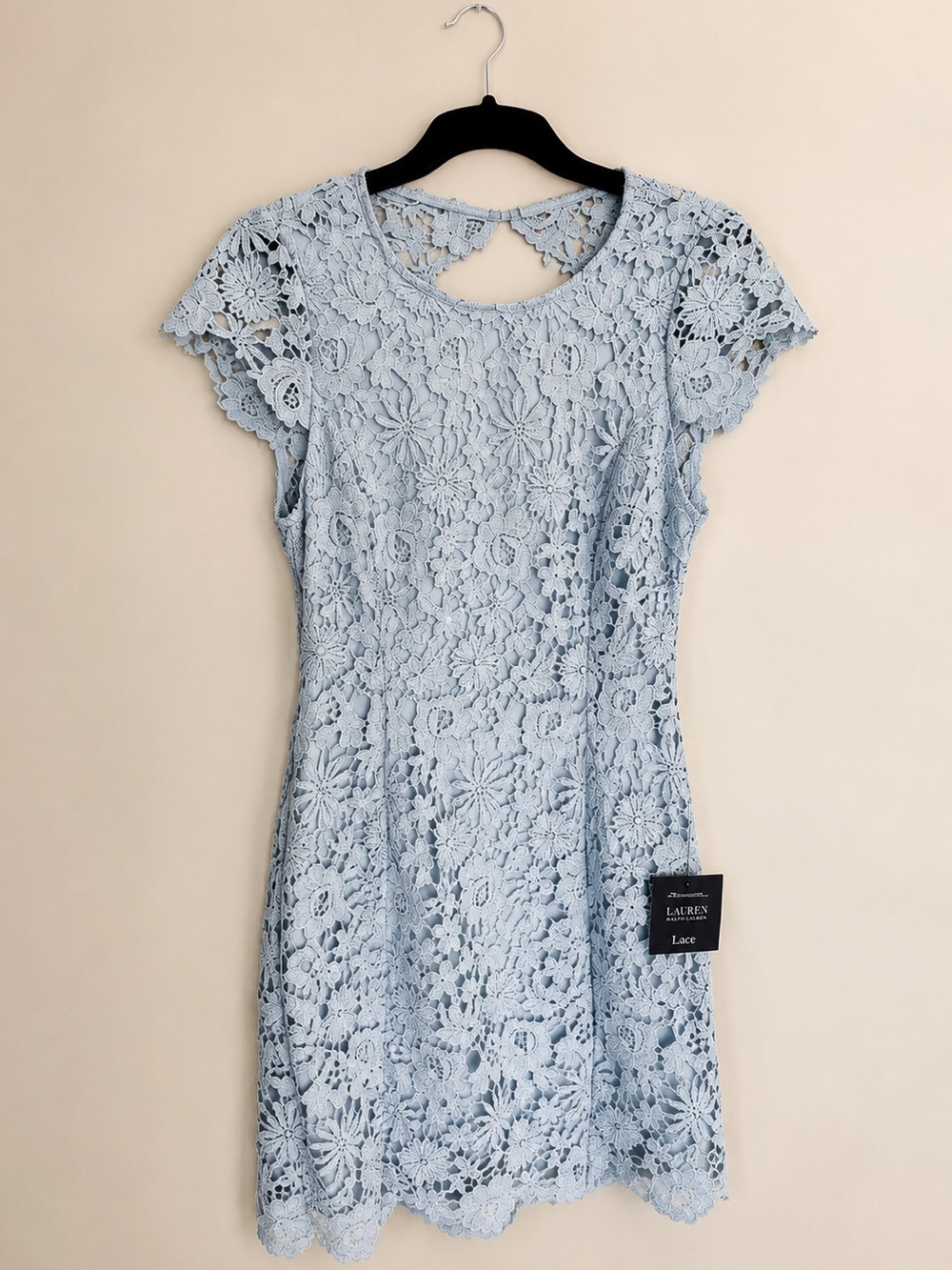 Lulu’s Light Blue Floral Lace Open Back Dress NWT Size Medium